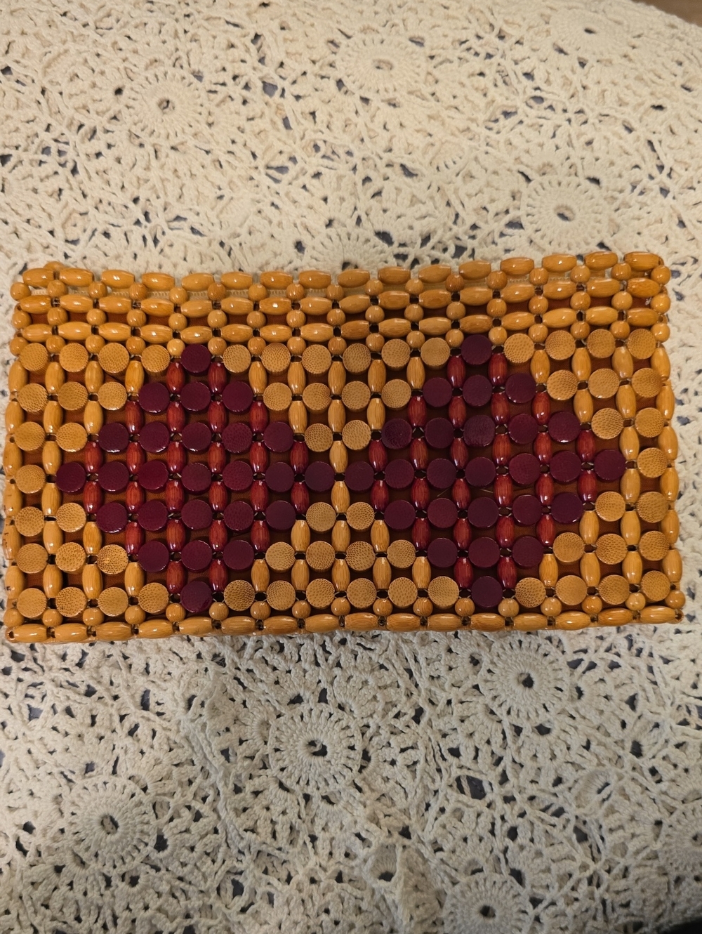 Beaded Clutch Wristlet in Amber and Burgundy